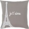 Tiwari Home 20" Gray and White "je t'aime" Printed Square Throw Pillow Cover
